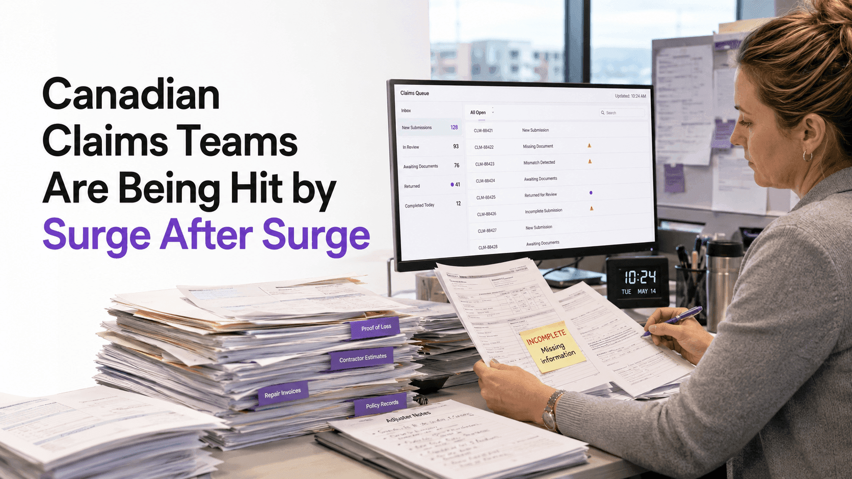 Canadian Claims Teams Are Under Pressure: The Document Workflow Problem Behind Delays, Compliance Costs, and Catastrophe Surges
